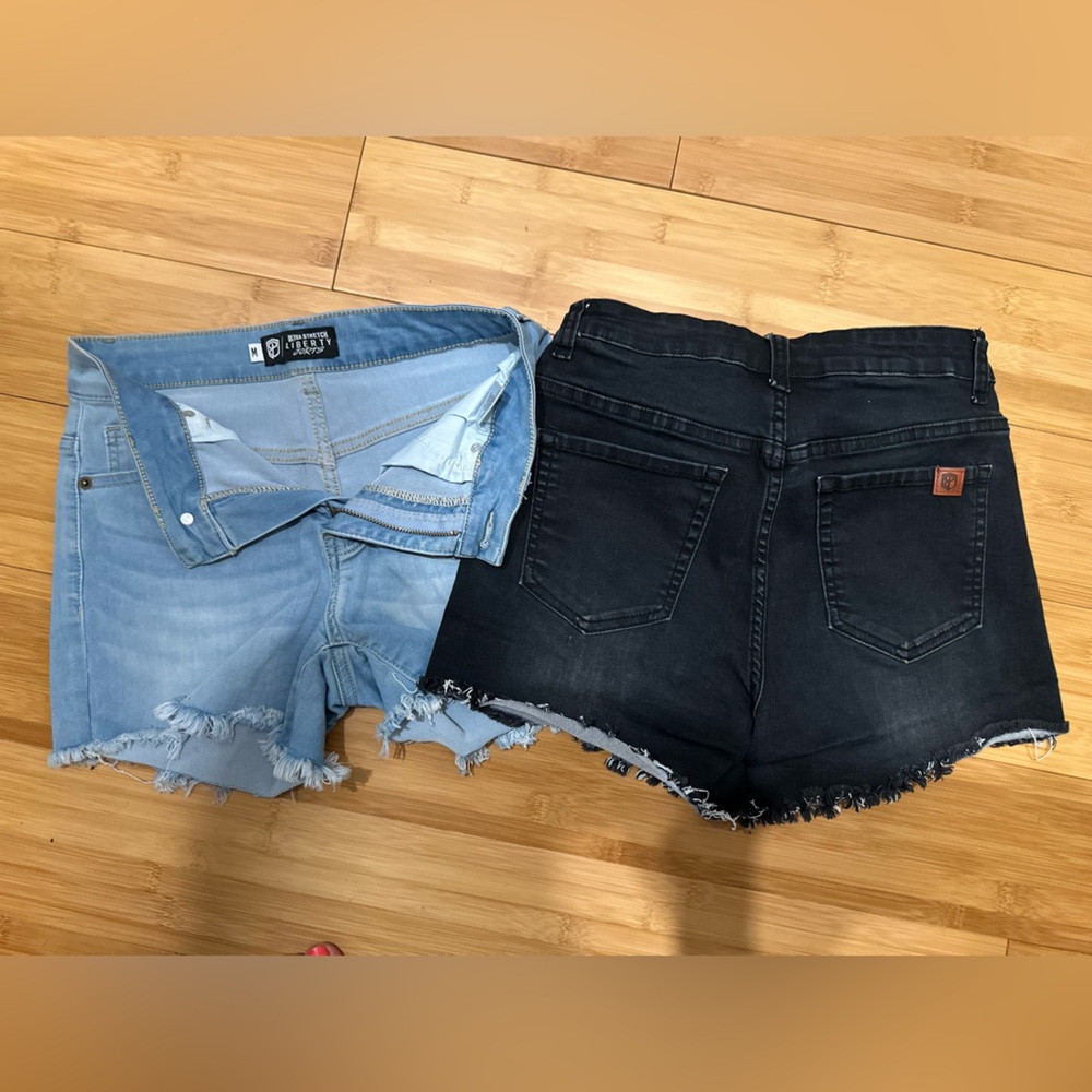 Women's Denim Shorts - Light Blue and Dark Blue